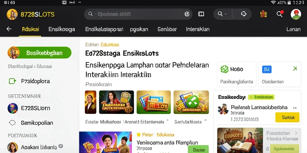 Tampilan antarmuka pengguna 8728SLOTS yang interaktif dan informatif.