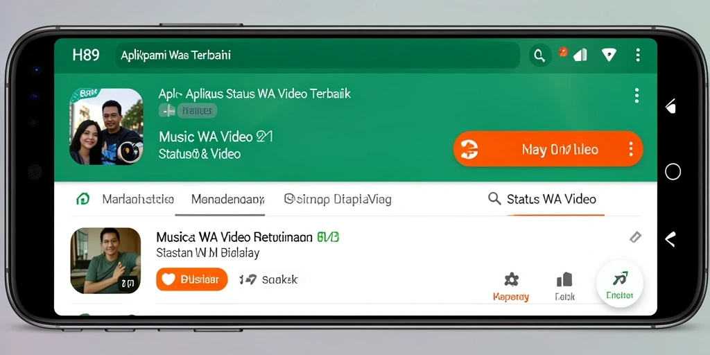 Tampilan antarmuka H89 dengan variasi Status WA Video yang menarik.