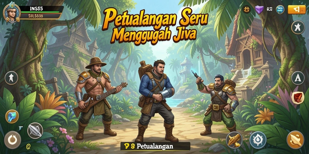 Antarmuka menarik dari game Petualangan INS55 yang mengundang.