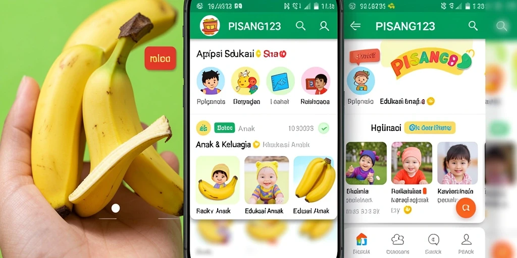 Antarmuka menarik aplikasi PISANG123 untuk Edukasi Anak.